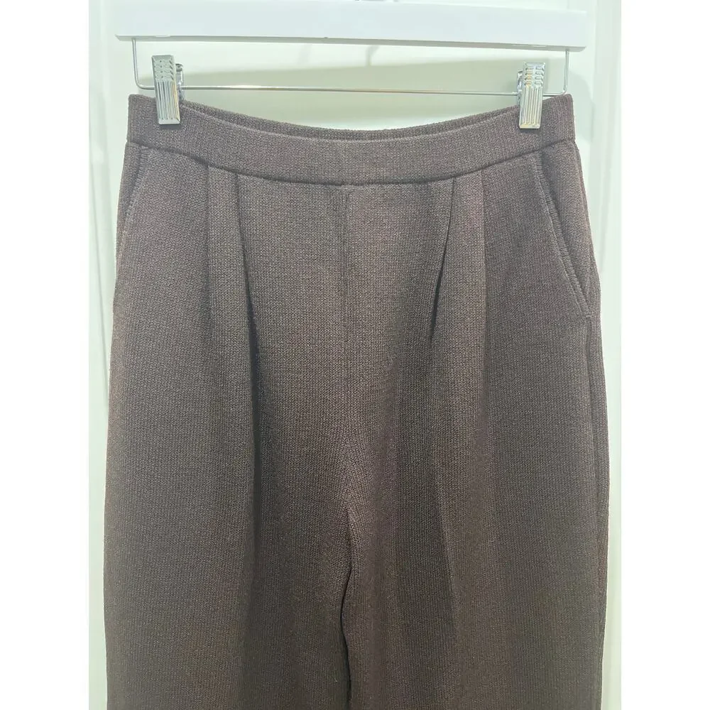 St. John Signature Santana Chocolate Brown Knit Wool Pants Sz 10